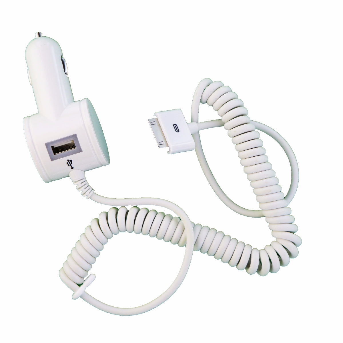 Qmadix (3.1A) 30-Pin Car Charger for Apple 1st Gen Devices - White Cell Phone - Chargers & Cradles Qmadix    - Simple Cell Bulk Wholesale Pricing - USA Seller