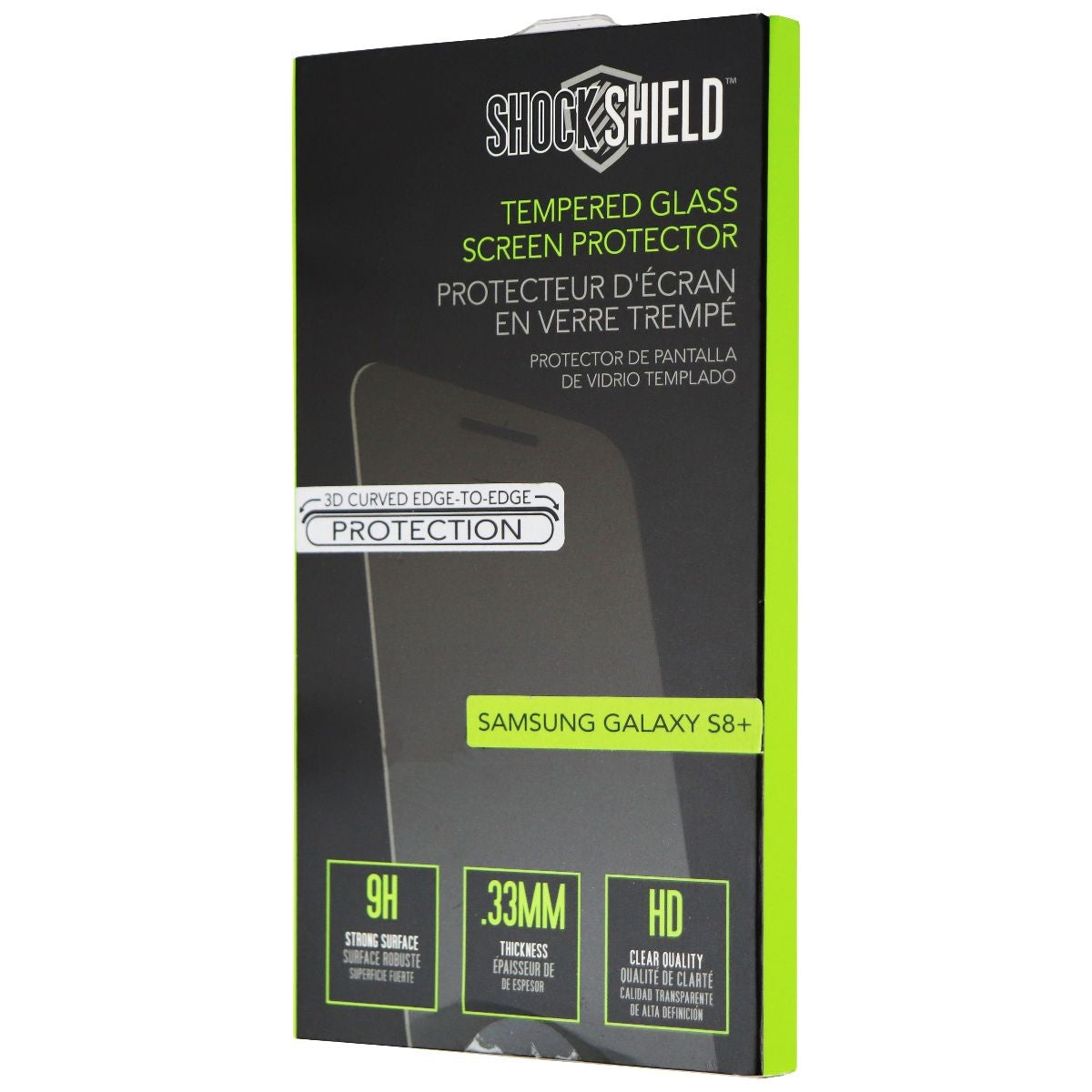 Shock Shield Curved Tempered Glass Screen for Samsung (Galaxy S8+) - Clear/Black Cell Phone - Screen Protectors Shock Shield    - Simple Cell Bulk Wholesale Pricing - USA Seller