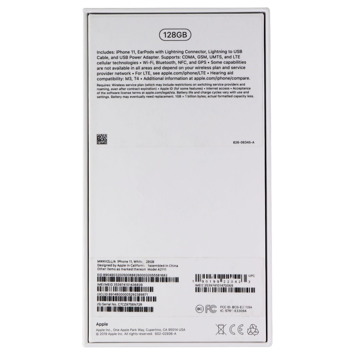 RETAIL BOX - Apple iPhone 11 - 128GB / White - NO DEVICE Cell Phone - Other Accessories Apple    - Simple Cell Bulk Wholesale Pricing - USA Seller