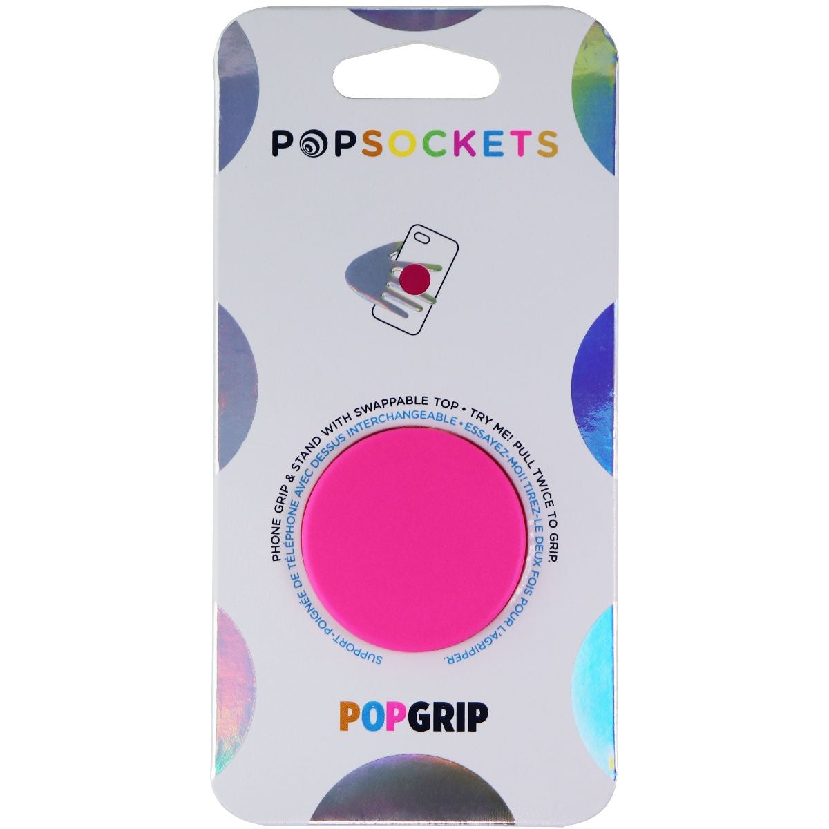 PopSockets PopGrip Phone Grip & Stand with Swappable Top - Neon Pink Cell Phone - Mounts & Holders PopSockets    - Simple Cell Bulk Wholesale Pricing - USA Seller