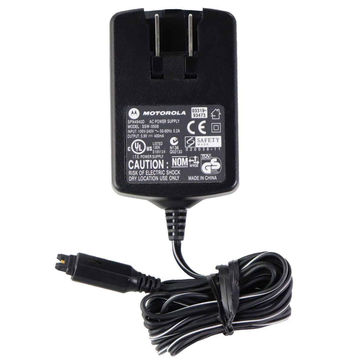 Motorola (5.9V/400mA) Wall Charger Travel Adapter - Black (SPN4940D / PSM4940D) Cell Phone - Chargers & Cradles Motorola    - Simple Cell Bulk Wholesale Pricing - USA Seller
