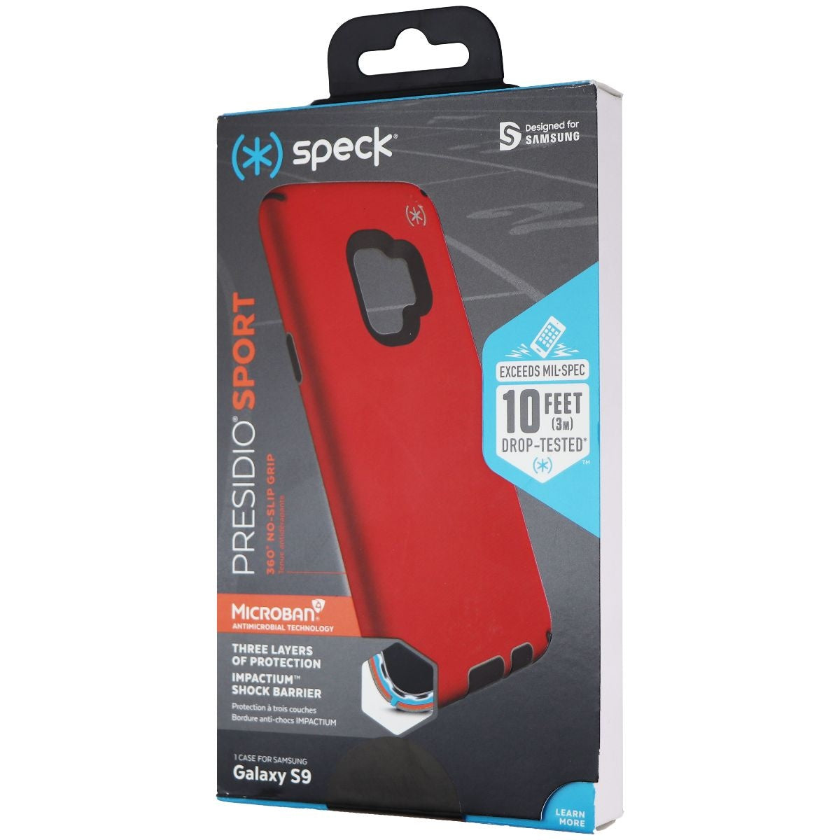 Speck Presidio Sport Case for Samsung Galaxy S9 - Heartrate Red/Gray/Black Cell Phone - Cases, Covers & Skins Speck    - Simple Cell Bulk Wholesale Pricing - USA Seller