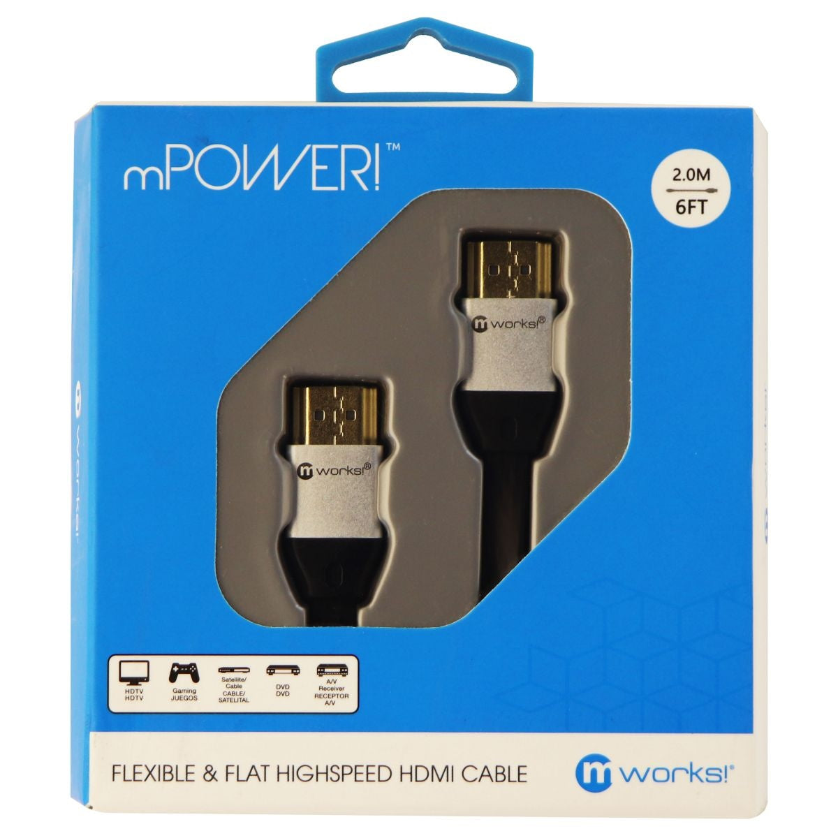 mWorks! mPower! 6-Foot Flexible and Flat High Speed HDMI Cable - Black TV, Video & Audio Accessories - Video Cables & Interconnects mWorks!    - Simple Cell Bulk Wholesale Pricing - USA Seller