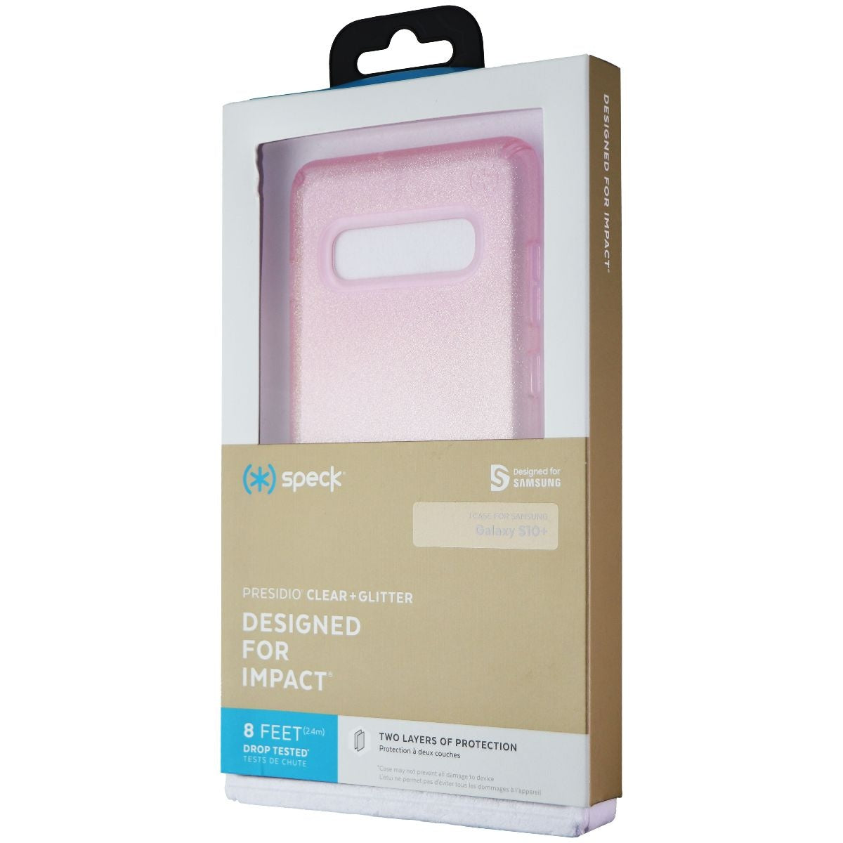 Speck Presidio Clear + Glitter Hard Case for (S10+) - Gold Glitter/Bella Pink Cell Phone - Cases, Covers & Skins Speck    - Simple Cell Bulk Wholesale Pricing - USA Seller