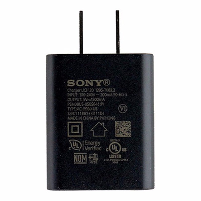 Sony (5V/1.5A) Single USB Wall Charger/Adapter - Black (UCH20) Cell Phone - Cables & Adapters Sony    - Simple Cell Bulk Wholesale Pricing - USA Seller