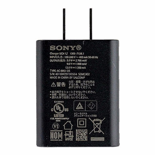 Sony ( UCH12 ) 5V 2700mA Wall Adapter for USB Devices - Black Cell Phone - Cables & Adapters Sony    - Simple Cell Bulk Wholesale Pricing - USA Seller