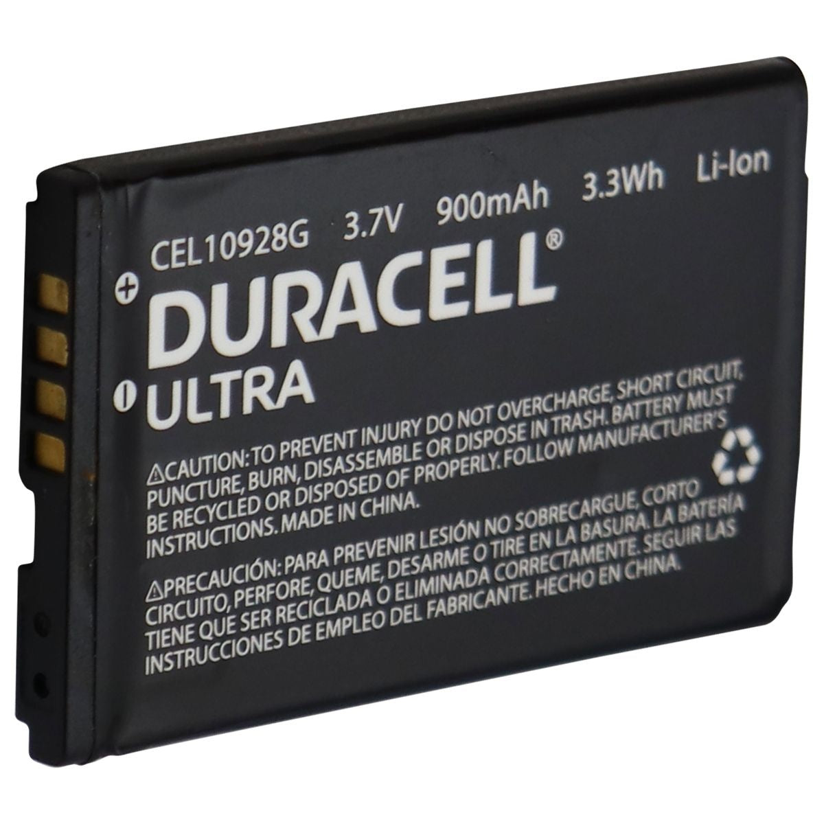 Duracell Ultra 3.7V Rechargeable 900mAh Battery - Black (CEL10928G) Cell Phone - Batteries Duracell    - Simple Cell Bulk Wholesale Pricing - USA Seller