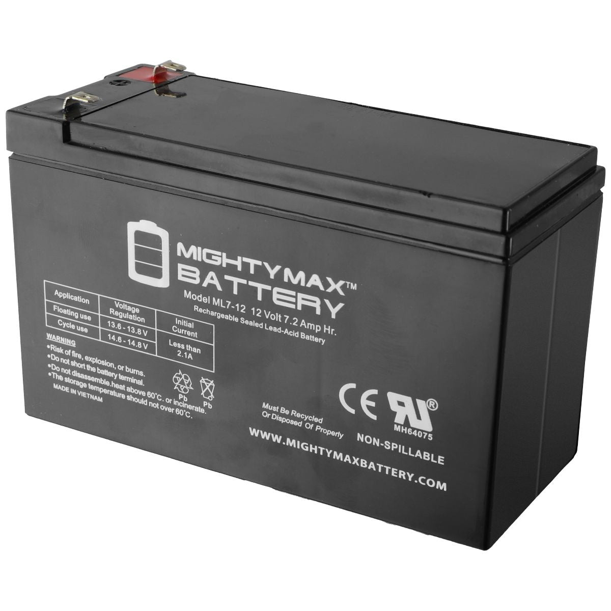 MightyMax ML7-12 - 12 Volt 7.2 AH, F1 Terminal, Rechargeable SLA AGM Battery Home Improvement - Other Home Improvement MightyMax    - Simple Cell Bulk Wholesale Pricing - USA Seller