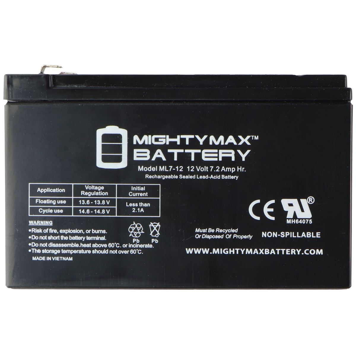 MightyMax ML7-12 - 12 Volt 7.2 AH, F1 Terminal, Rechargeable SLA AGM Battery Home Improvement - Other Home Improvement MightyMax    - Simple Cell Bulk Wholesale Pricing - USA Seller