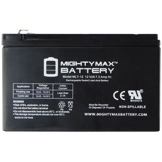 MightyMax ML7-12 - 12 Volt 7.2 AH, F1 Terminal, Rechargeable SLA AGM Battery Home Improvement - Other Home Improvement MightyMax    - Simple Cell Bulk Wholesale Pricing - USA Seller