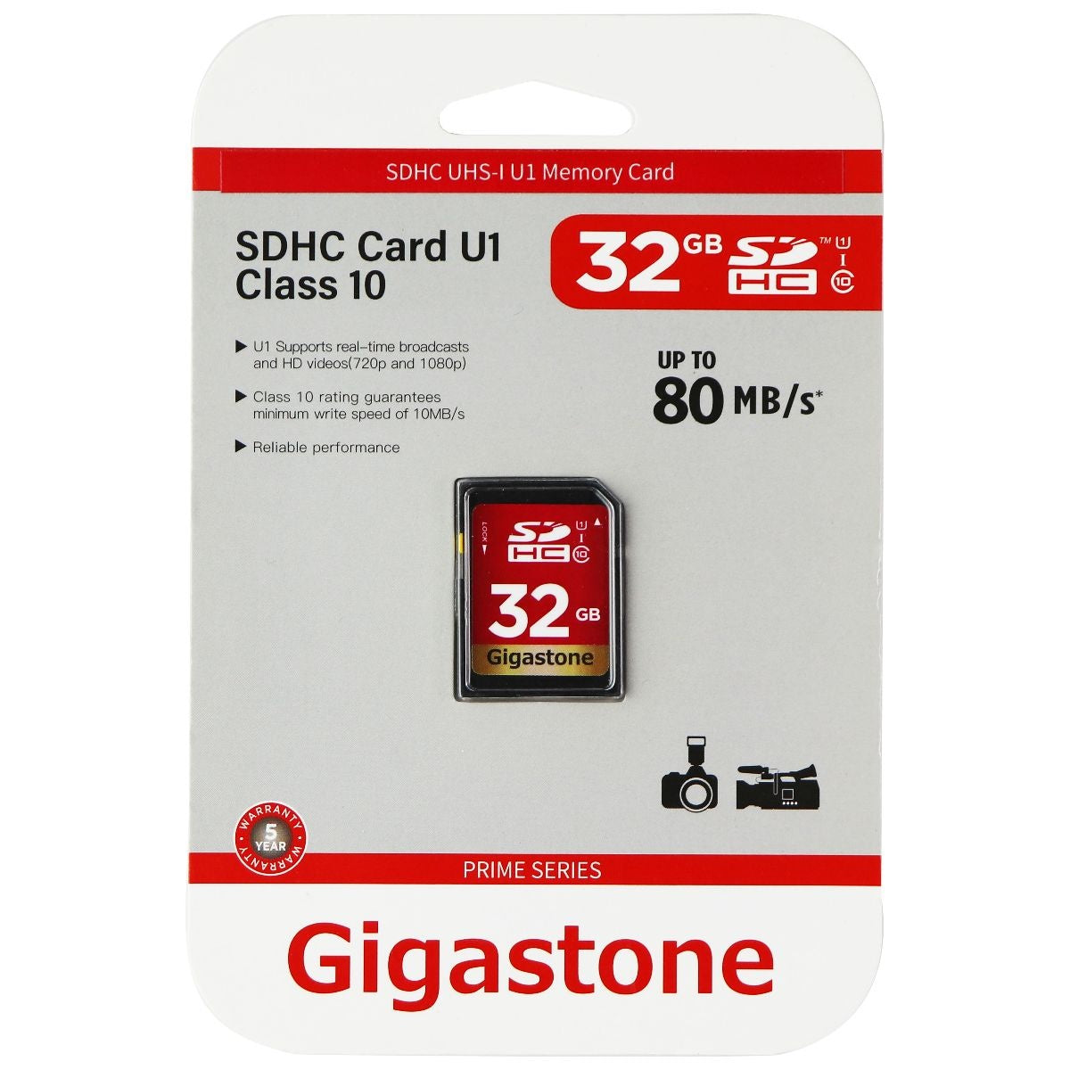 Gigastone GS-SDHC80U1-32GB-R Prime Series SDHC Card (32GB) Cell Phone - Memory Cards Gigastone    - Simple Cell Bulk Wholesale Pricing - USA Seller