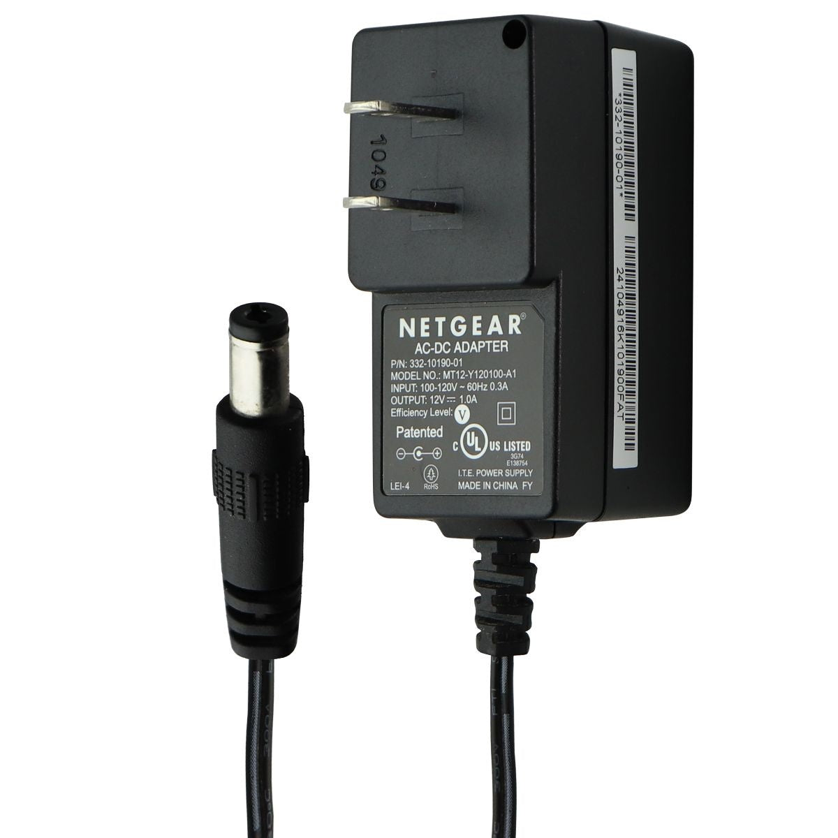 NetGear (12V/1A) AC/DC Adapter Power Supply - Black (MT12-Y120100-A1) Multipurpose Batteries & Power - Multipurpose AC to DC Adapters Netgear    - Simple Cell Bulk Wholesale Pricing - USA Seller