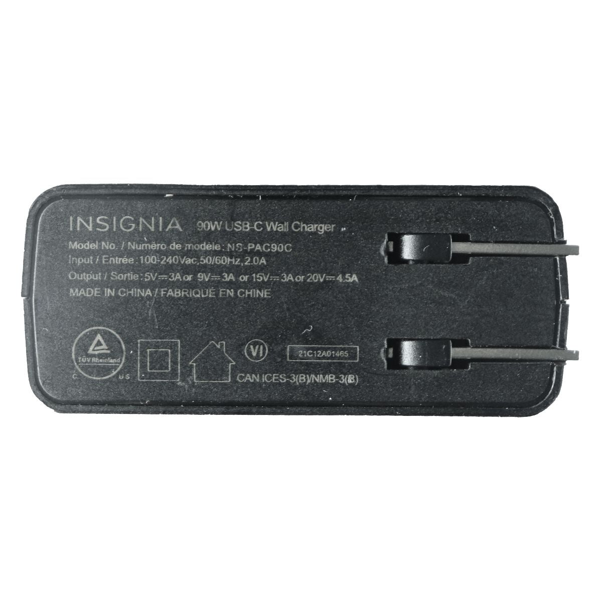Insignia (90W) Variable Output USB-C Wall Charger - Black (NS-PAC90C) Cell Phone - Chargers & Cradles Insignia    - Simple Cell Bulk Wholesale Pricing - USA Seller
