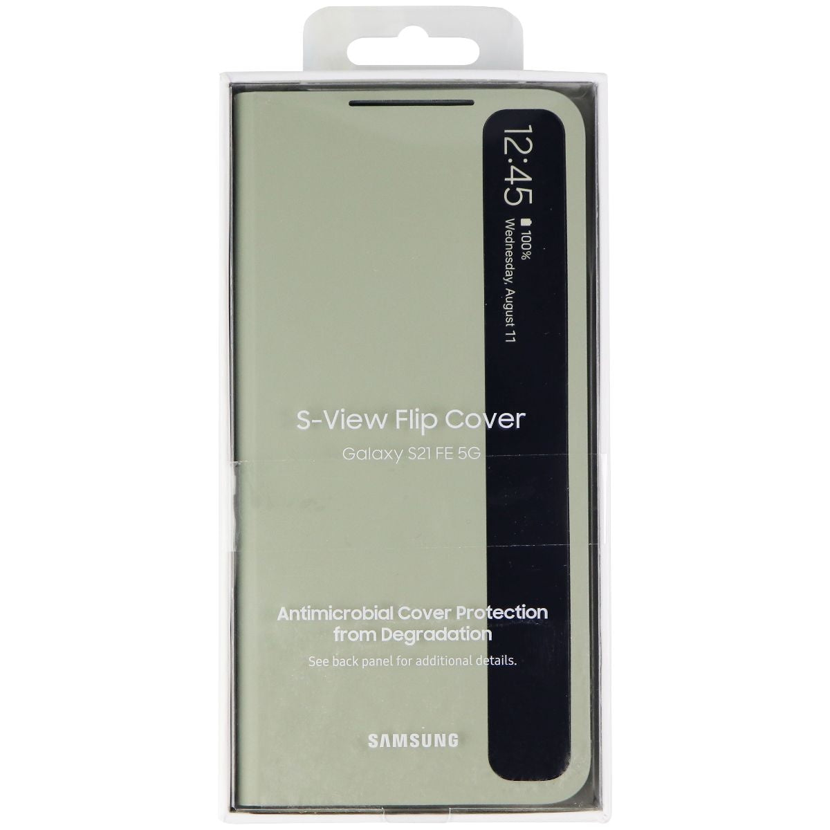 Samsung S-View Flip Cover Case for Galaxy S21 FE (5G) - Olive Green/Clear Cell Phone - Cases, Covers & Skins Samsung    - Simple Cell Bulk Wholesale Pricing - USA Seller
