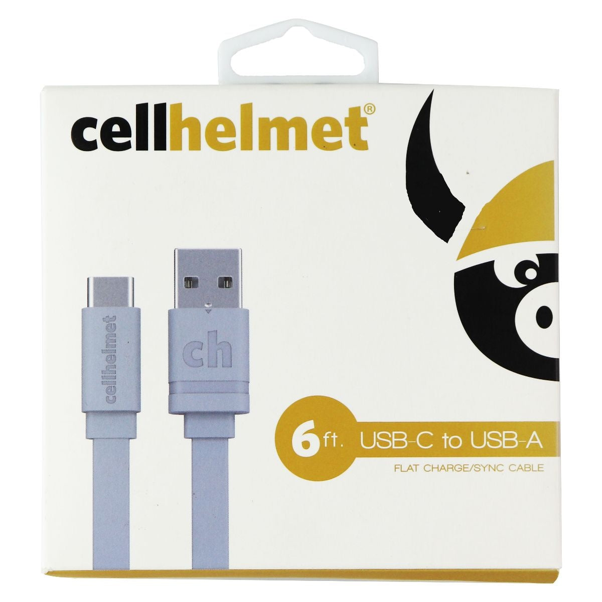 CellHelmet (6-Ft) Flat USB-C to USB Charge/Sync Cable - Gray/White Cell Phone - Cables & Adapters CellHelmet    - Simple Cell Bulk Wholesale Pricing - USA Seller