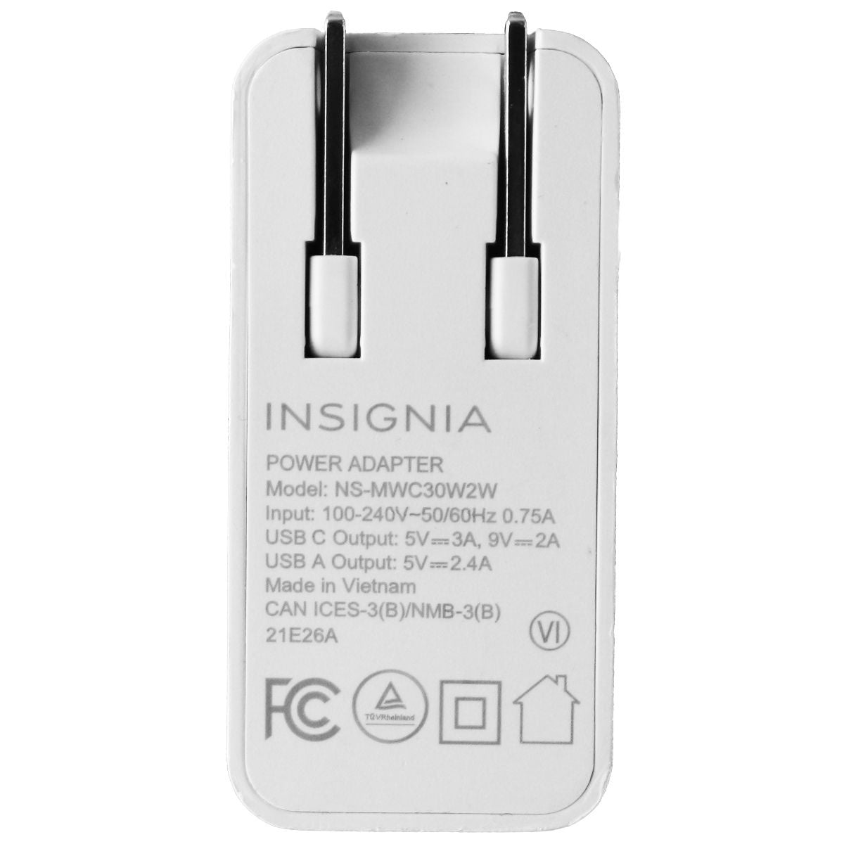 Insignia 30W 2-Port USB-C/USB Wall Charger - White (NS-MWC30W2W) Cell Phone - Chargers & Cradles Insignia    - Simple Cell Bulk Wholesale Pricing - USA Seller