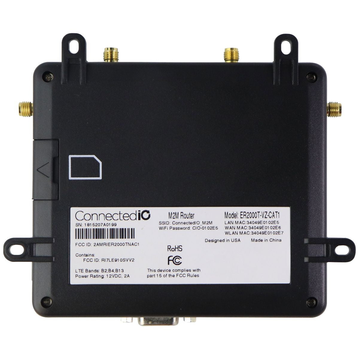 ConnectedIO M2M Wi-Fi Router with 4G LTE Cellular Modem (ER2000T-VZ-CA ...