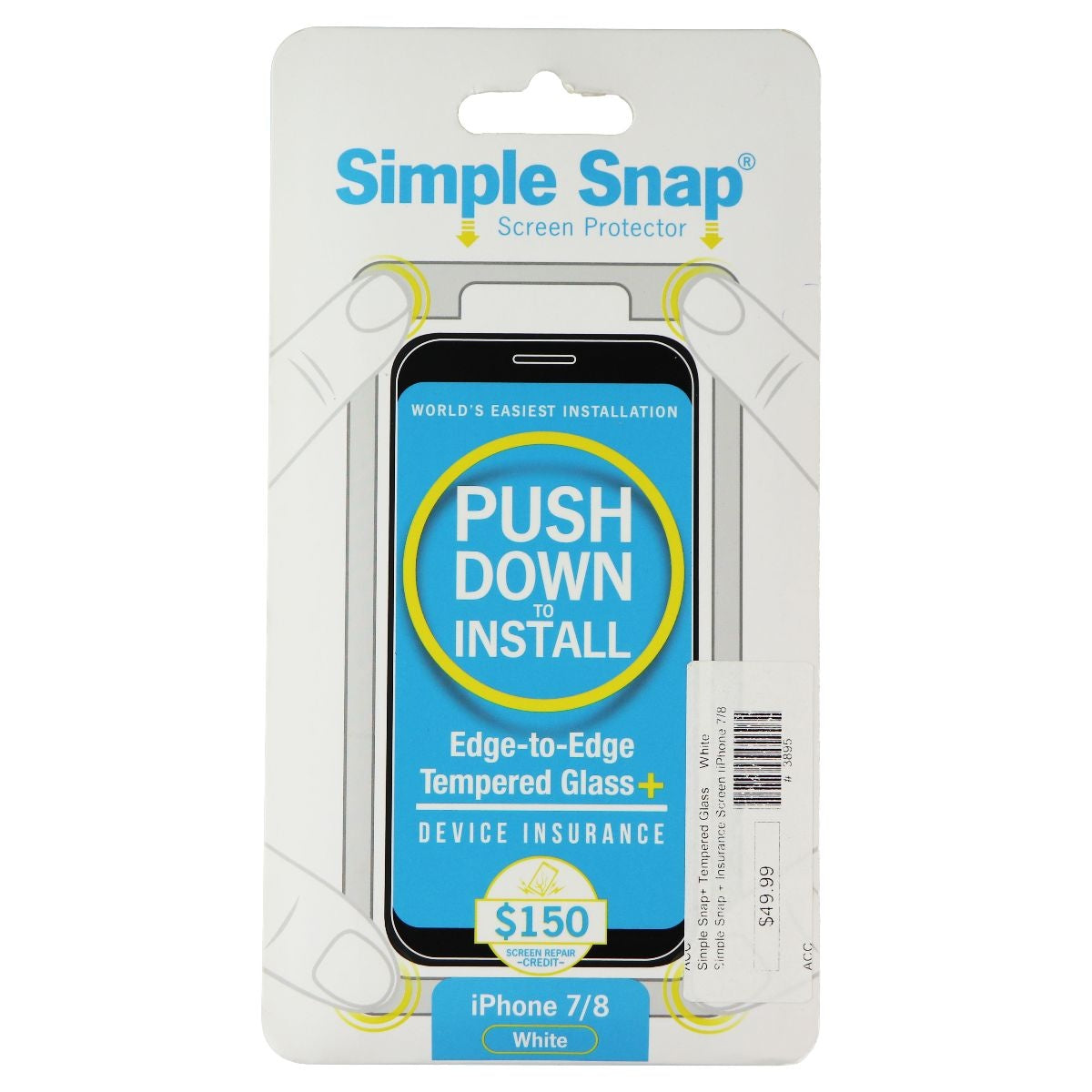 Simple Snap Tempered Glass Screen Protector for Apple iPhone 8/7 - White Cell Phone - Screen Protectors Simple Snap    - Simple Cell Bulk Wholesale Pricing - USA Seller