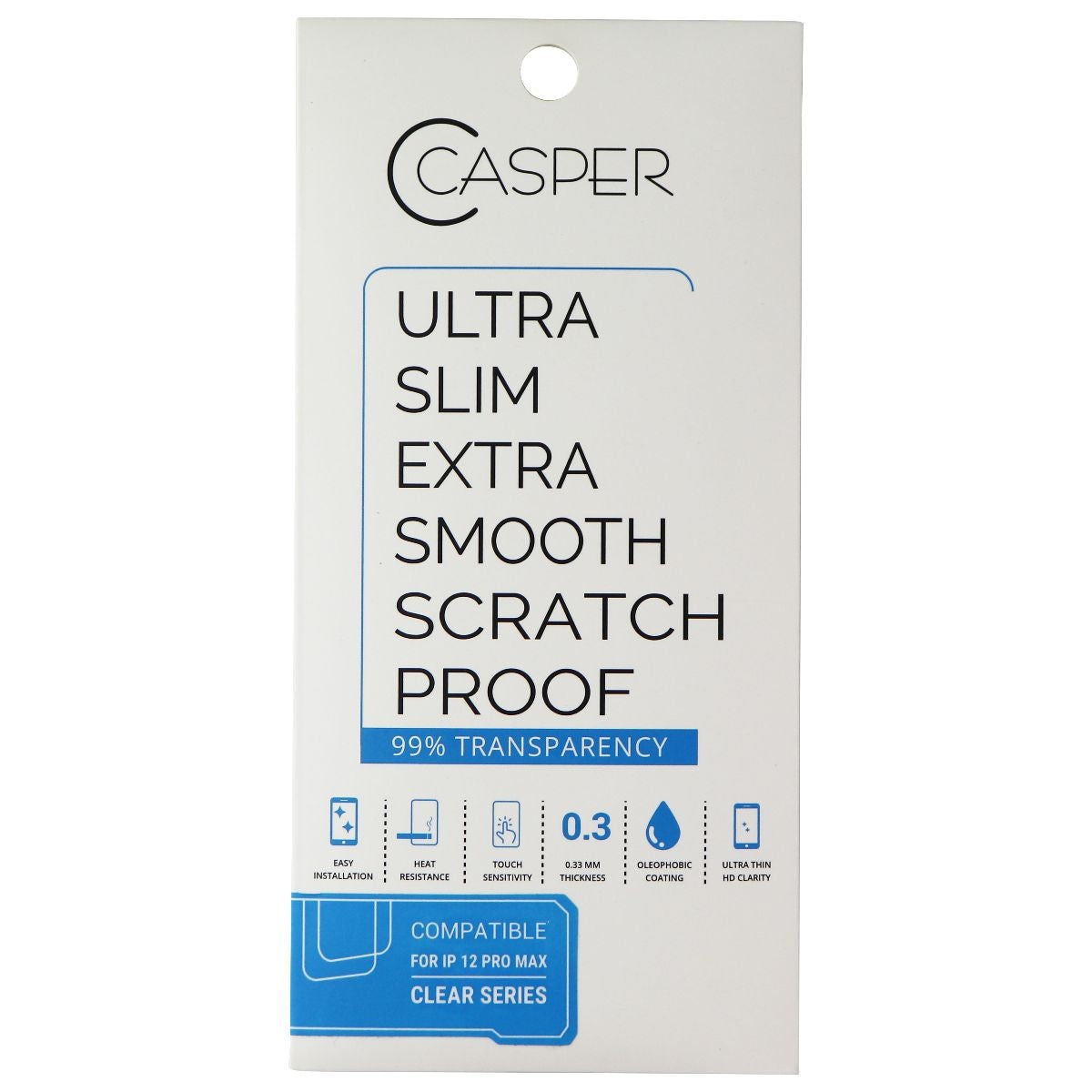 Casper Clear Series Ultra Slim Screen Protector for iPhone 12 Pro Max - Clear Cell Phone - Screen Protectors Casper    - Simple Cell Bulk Wholesale Pricing - USA Seller