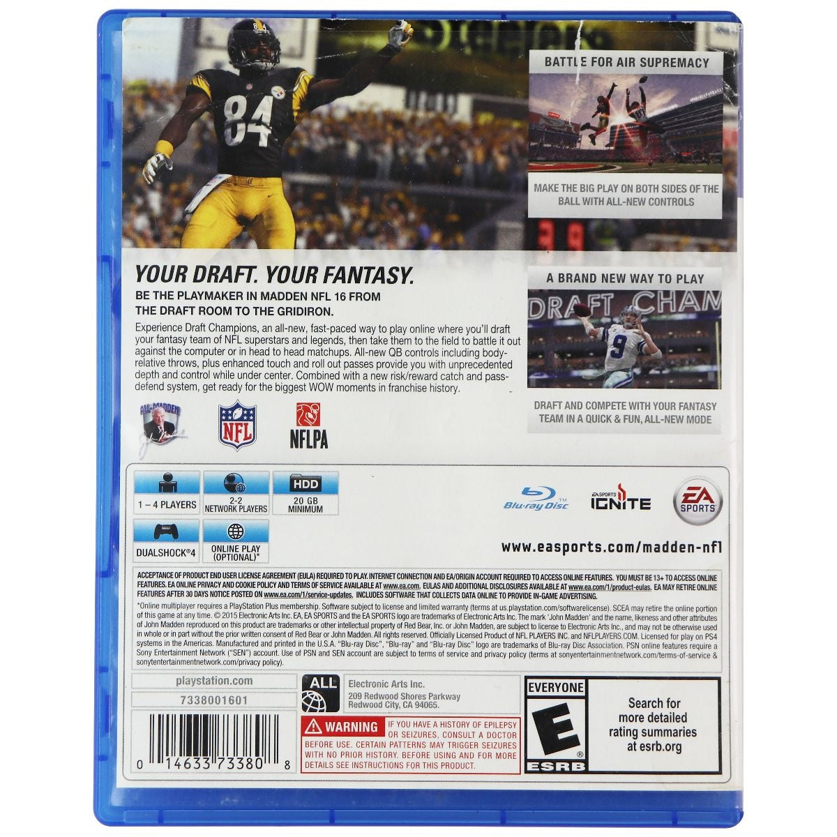 EA Sports NFL Madden 16 Game for Sony PlayStation 4 (PS4) Gaming/Console - Video Games Electronic Arts    - Simple Cell Bulk Wholesale Pricing - USA Seller