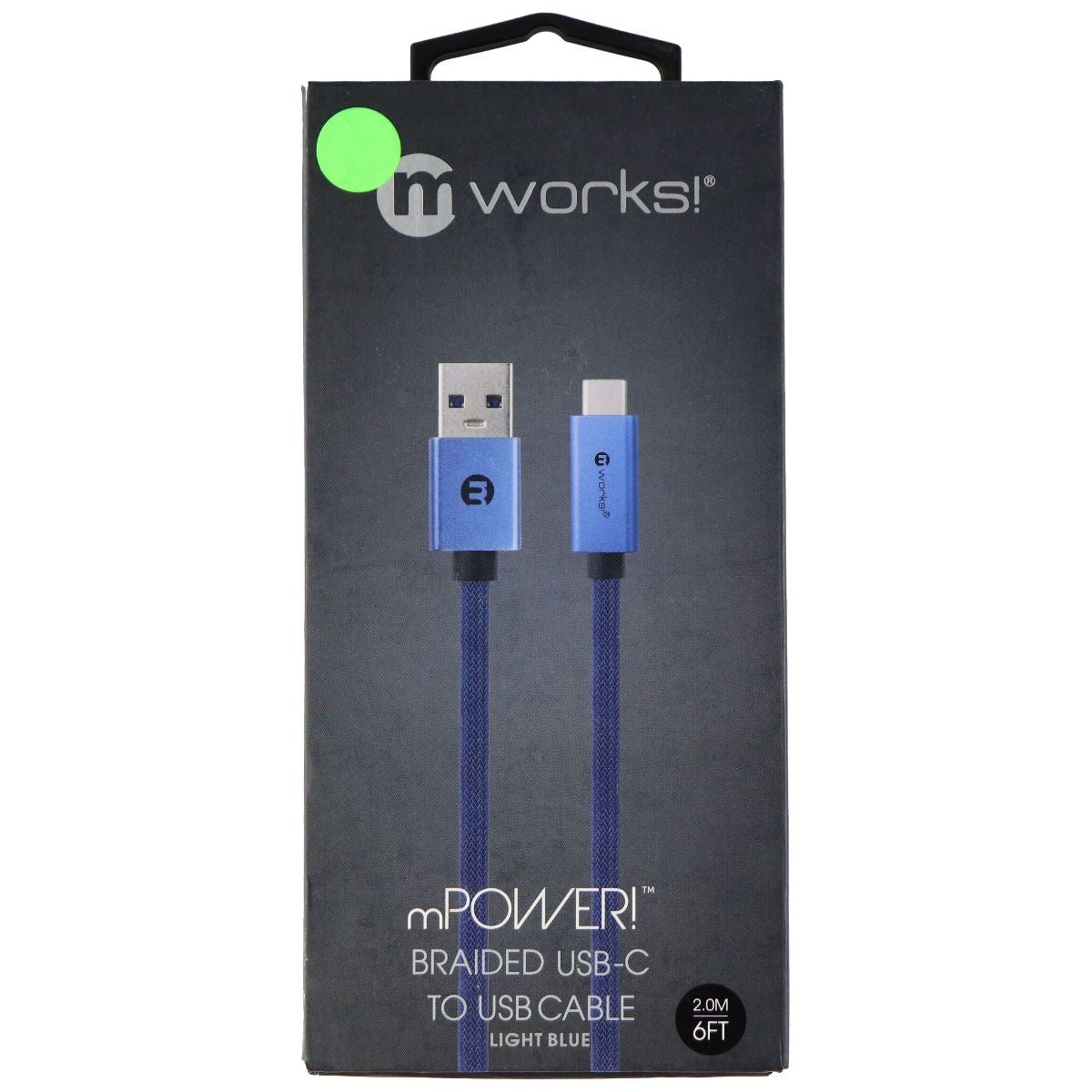 mWorks! mPower! 6-Foot (USB-C) to USB Braided Cable - Light Blue Cell Phone - Cables & Adapters mWorks!    - Simple Cell Bulk Wholesale Pricing - USA Seller