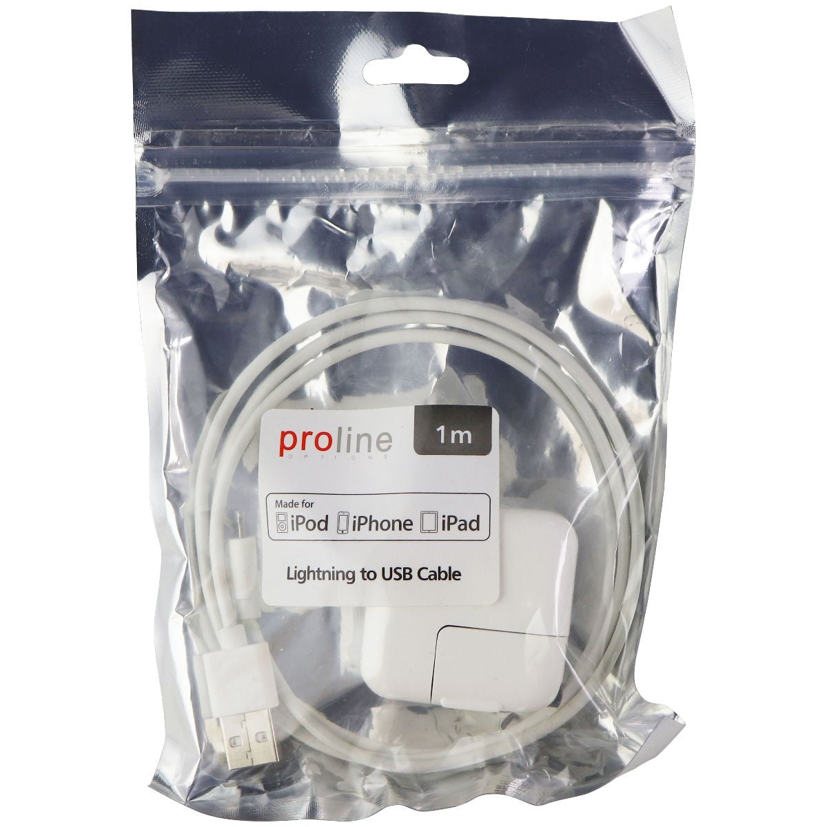 Proline 3.3-ft USB Cable & 12W Wall Adapter for iPhone/iPad/iPod - White Cell Phone - Chargers & Cradles Proline    - Simple Cell Bulk Wholesale Pricing - USA Seller