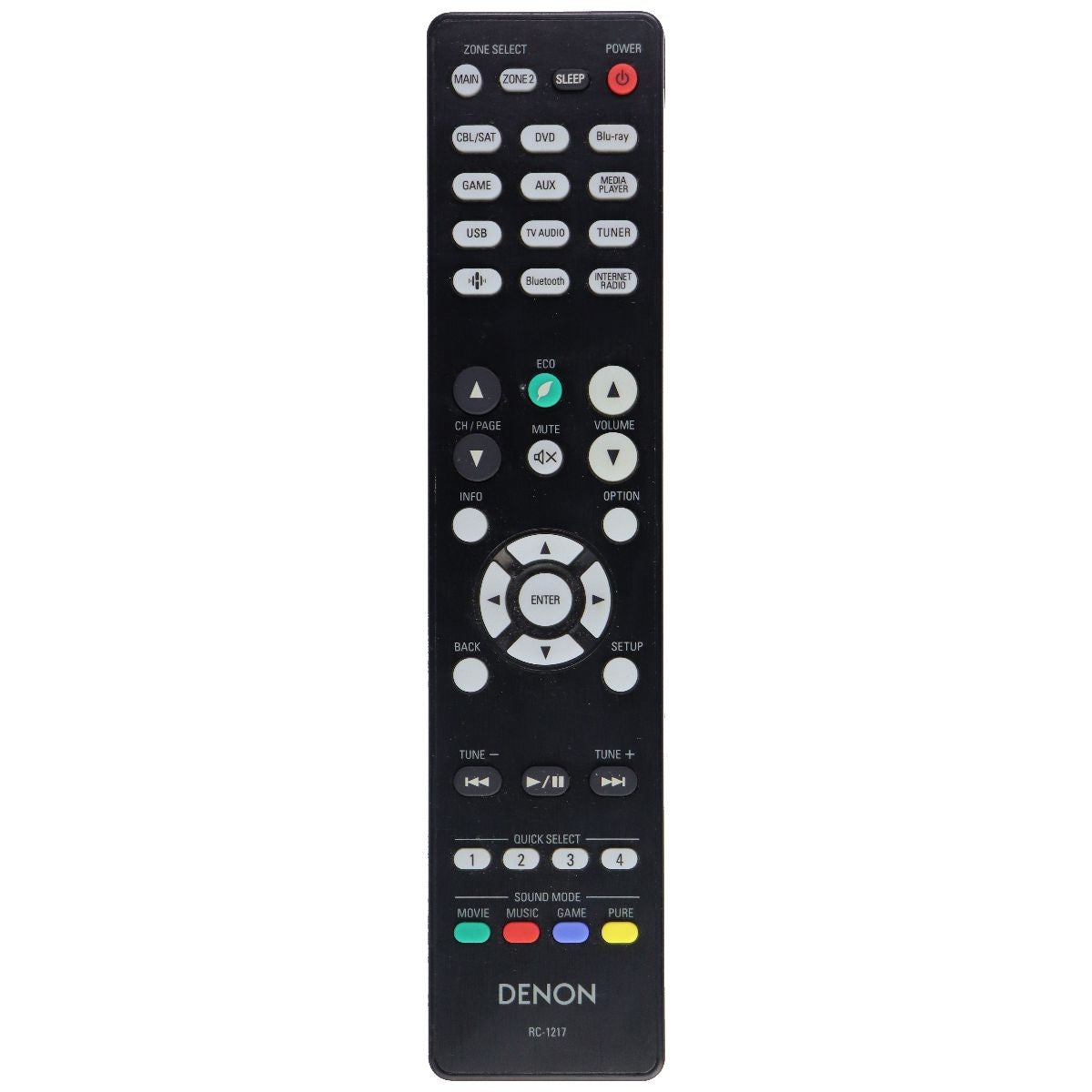 Denon OEM Remote Control (RC-1217) for Select Denon Systems - Black TV, Video & Audio Accessories - Remote Controls Denon    - Simple Cell Bulk Wholesale Pricing - USA Seller