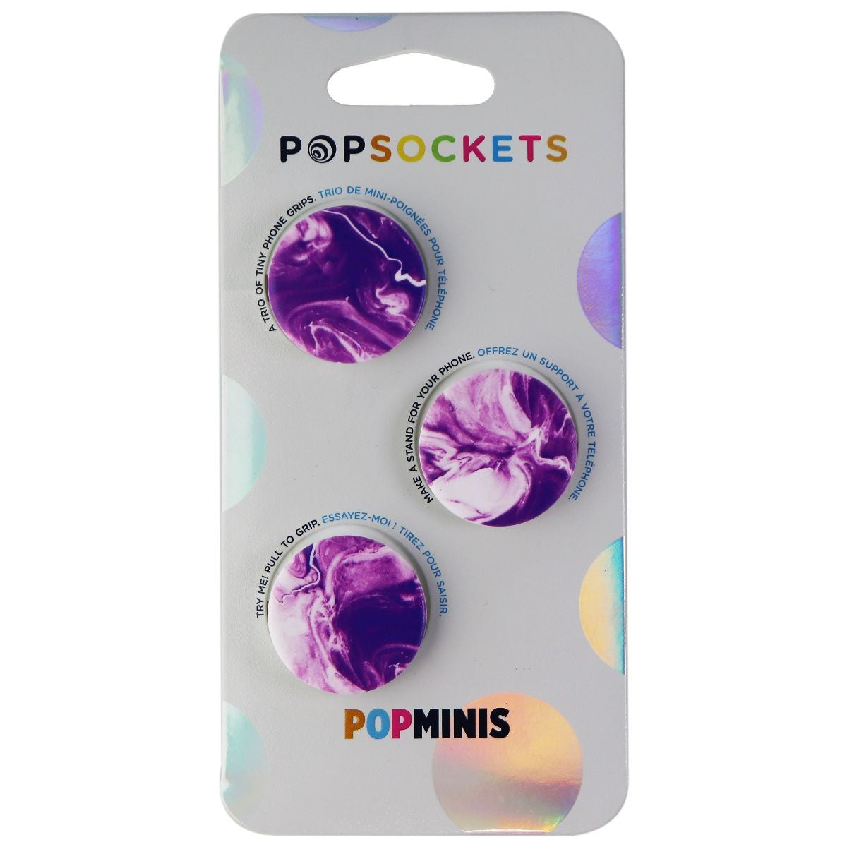 PopSockets PopMinis Mini Grips for Phones/Tablets 3 Pack - Purple Nucolor Bombs Cell Phone - Mounts & Holders PopSockets    - Simple Cell Bulk Wholesale Pricing - USA Seller