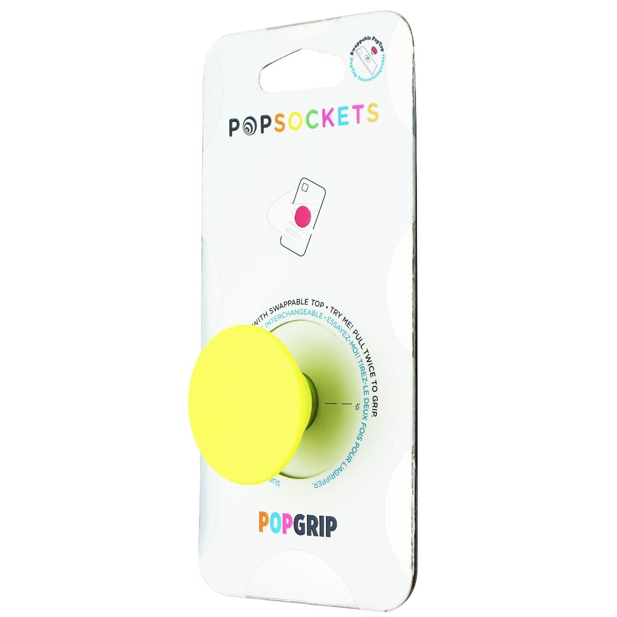 PopSockets PopGrip Expanding Stand and Grip with a Swappable Top - Neon Yellow Cell Phone - Mounts & Holders PopSockets    - Simple Cell Bulk Wholesale Pricing - USA Seller