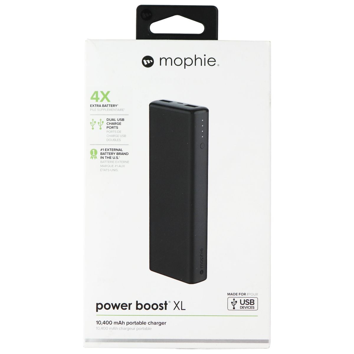 mophie Power Boost XL Dual USB Universal Portable Battery (10,400mAh ) - Black Cell Phone - Chargers & Cradles Mophie    - Simple Cell Bulk Wholesale Pricing - USA Seller