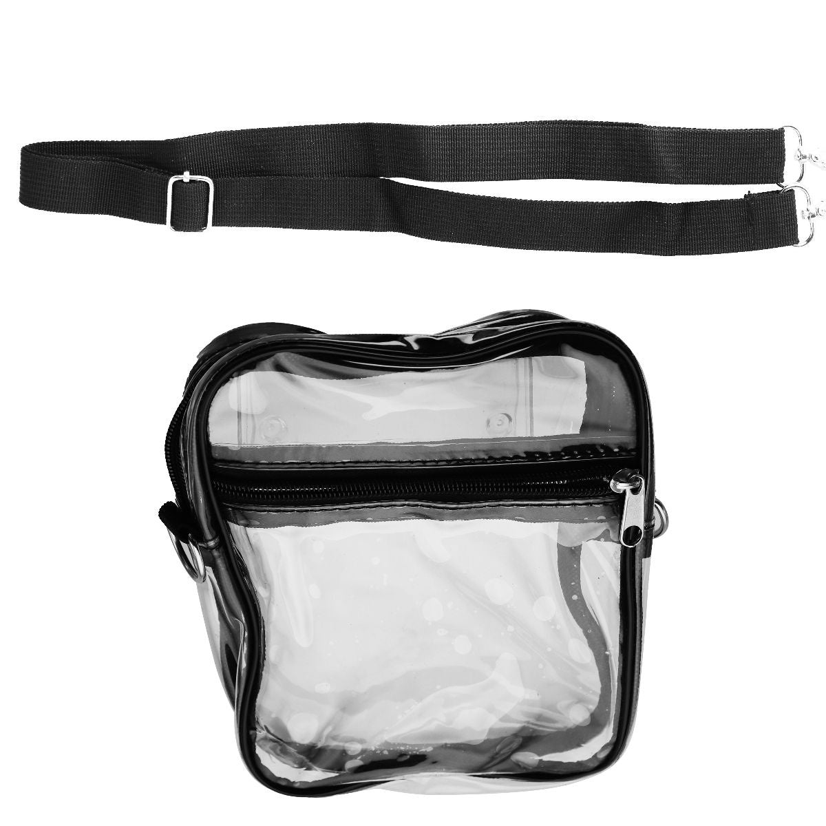 Transparent Crossbody Bag with Adjustable Strap - Clear / Black Other Sporting Goods Unbranded    - Simple Cell Bulk Wholesale Pricing - USA Seller