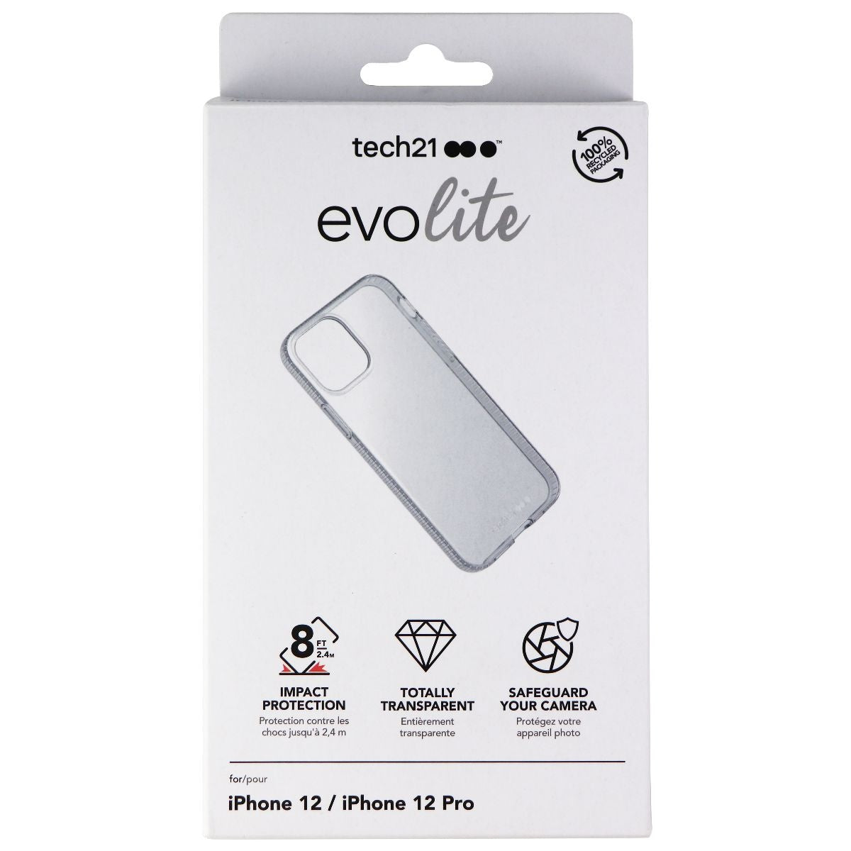 Tech21 Evo Lite Series Case for Apple iPhone 12 / iPhone 12 Pro - Clear Cell Phone - Cases, Covers & Skins Tech21    - Simple Cell Bulk Wholesale Pricing - USA Seller