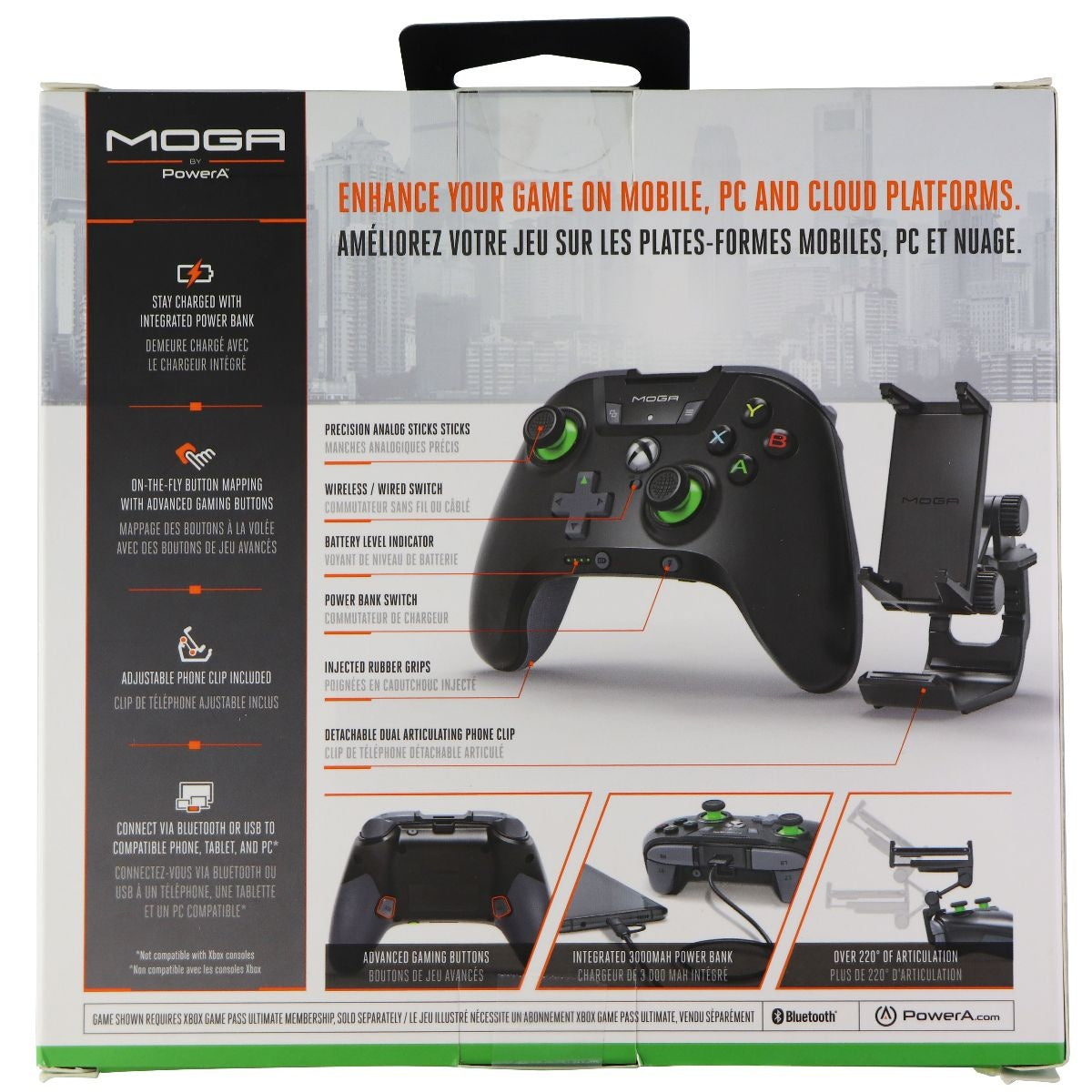 Moga XP5-X Bluetooth Controller for Mobile & Cloud Gaming - Black Gaming/Console - Controllers & Attachments Moga    - Simple Cell Bulk Wholesale Pricing - USA Seller
