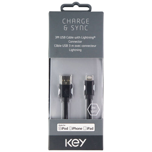 Key (10-Foot) MFi Certified Lightning to USB Charging Cable for iPhone - Black Cell Phone - Cables & Adapters Aukey    - Simple Cell Bulk Wholesale Pricing - USA Seller