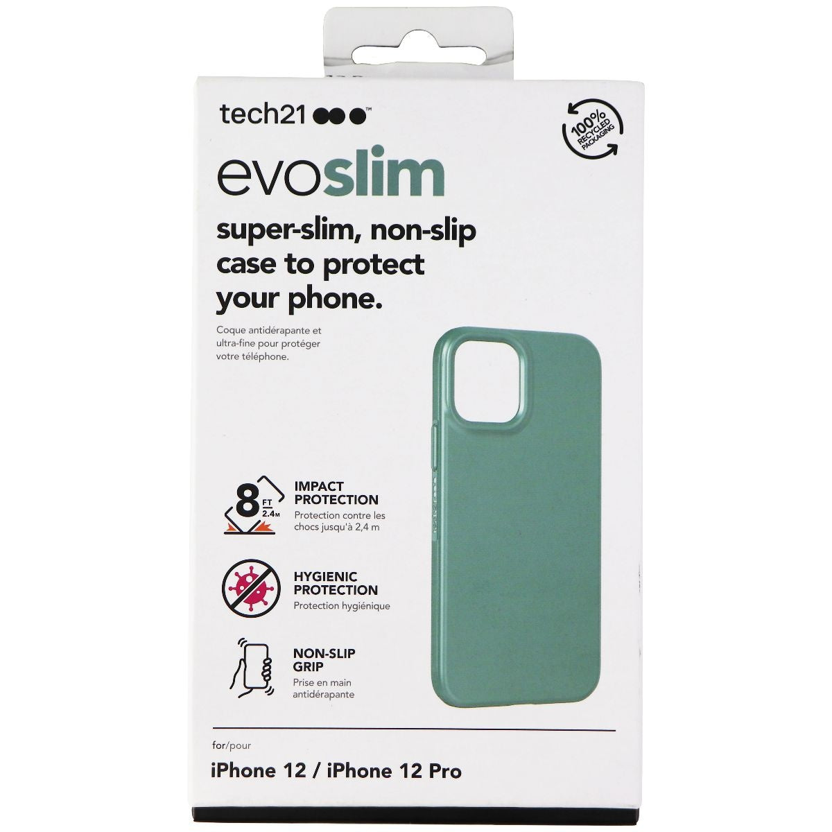 Tech21 Evo Slim Series Case for Apple iPhone 12 Pro & iPhone 12 - Midnight Green Cell Phone - Cases, Covers & Skins Tech21    - Simple Cell Bulk Wholesale Pricing - USA Seller