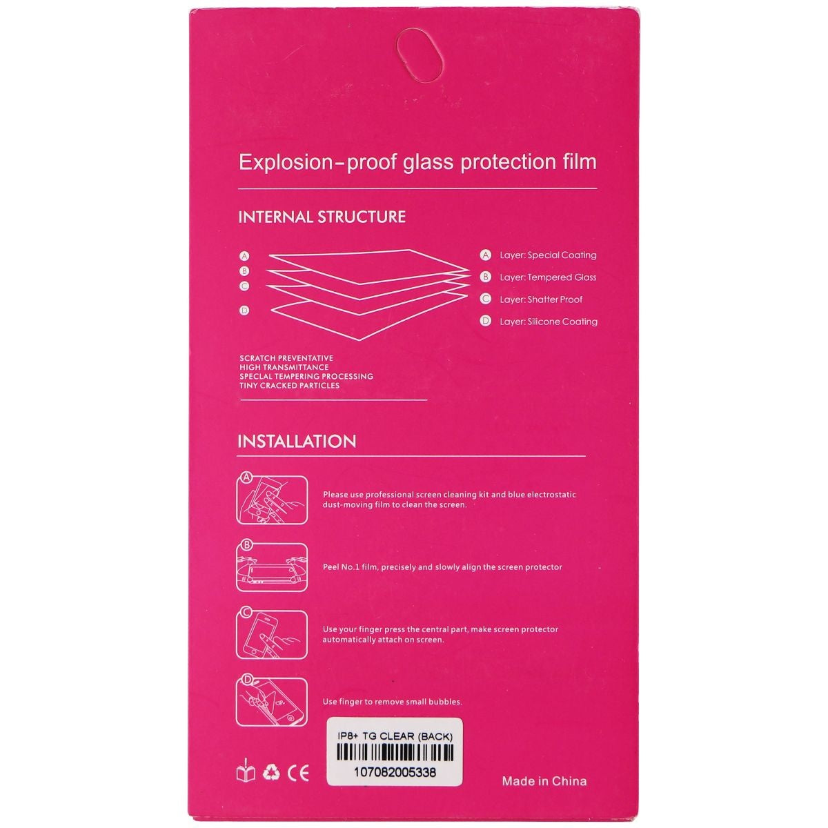 Tempered (Back Glass) Protector (PRO+) for Apple iPhone 8 Plus (Back Glass Only) Cell Phone - Screen Protectors Unbranded    - Simple Cell Bulk Wholesale Pricing - USA Seller