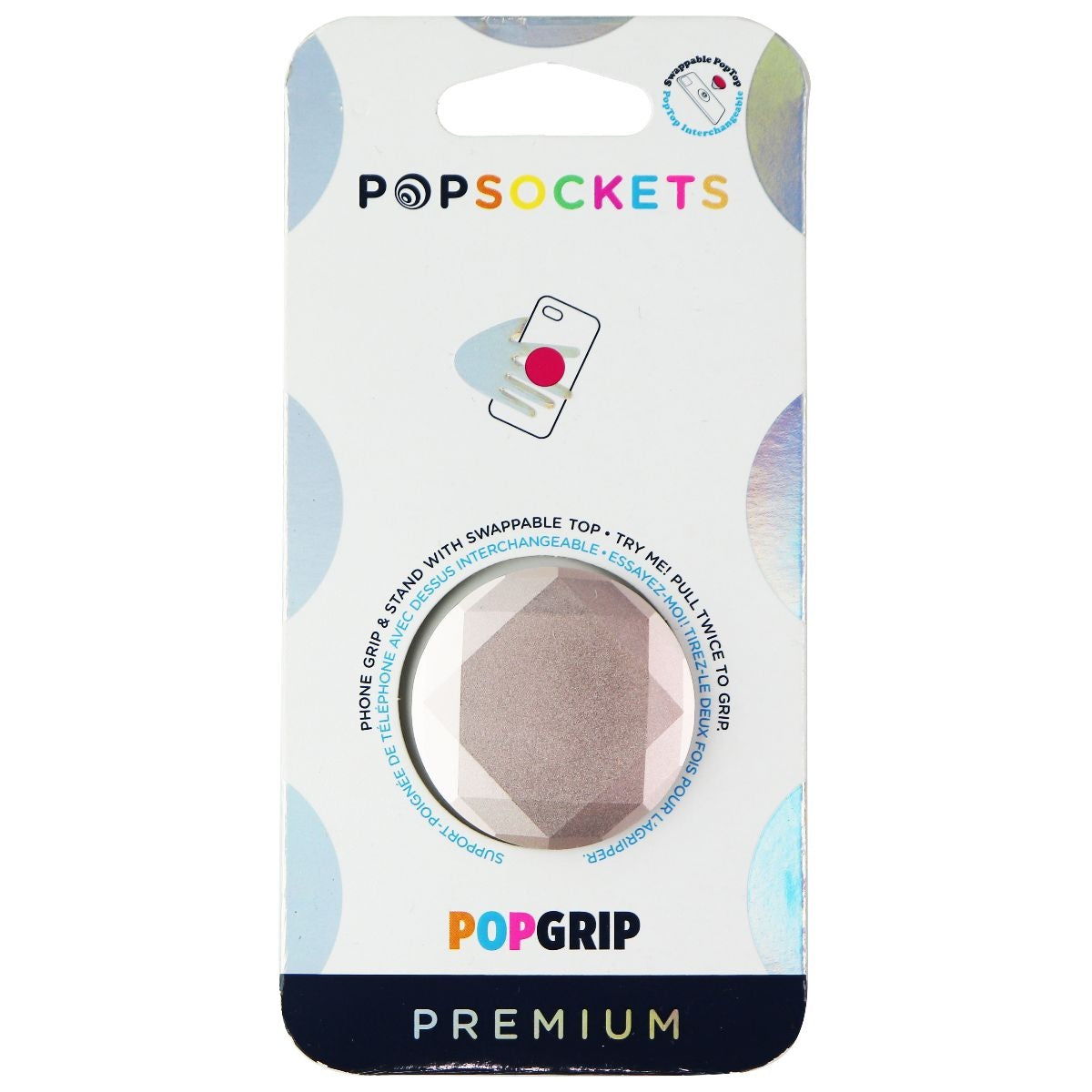 PopSockets PopGrip Stand & Grip with Swappable Top - Metallic Diamond Rose Gold Cell Phone - Mounts & Holders PopSockets    - Simple Cell Bulk Wholesale Pricing - USA Seller