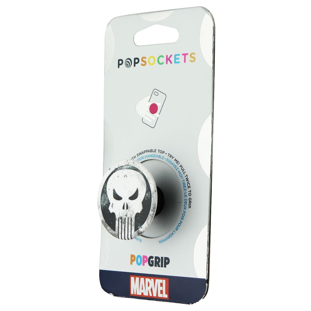 PopSockets PopGrip with Swappable Top - Marvel - Punisher (Gloss) Cell Phone - Mounts & Holders PopSockets    - Simple Cell Bulk Wholesale Pricing - USA Seller