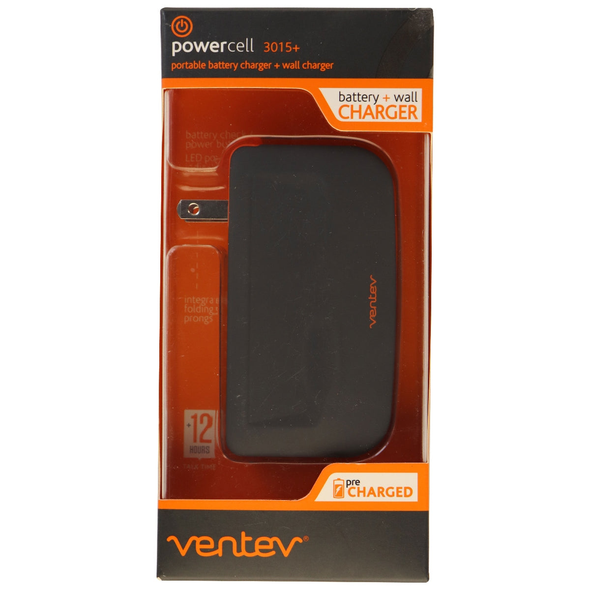 Ventev Powercell (3015+) 3000mAh Portable Battery & Wall Charger Device - Gray Cell Phone - Chargers & Cradles Ventev    - Simple Cell Bulk Wholesale Pricing - USA Seller