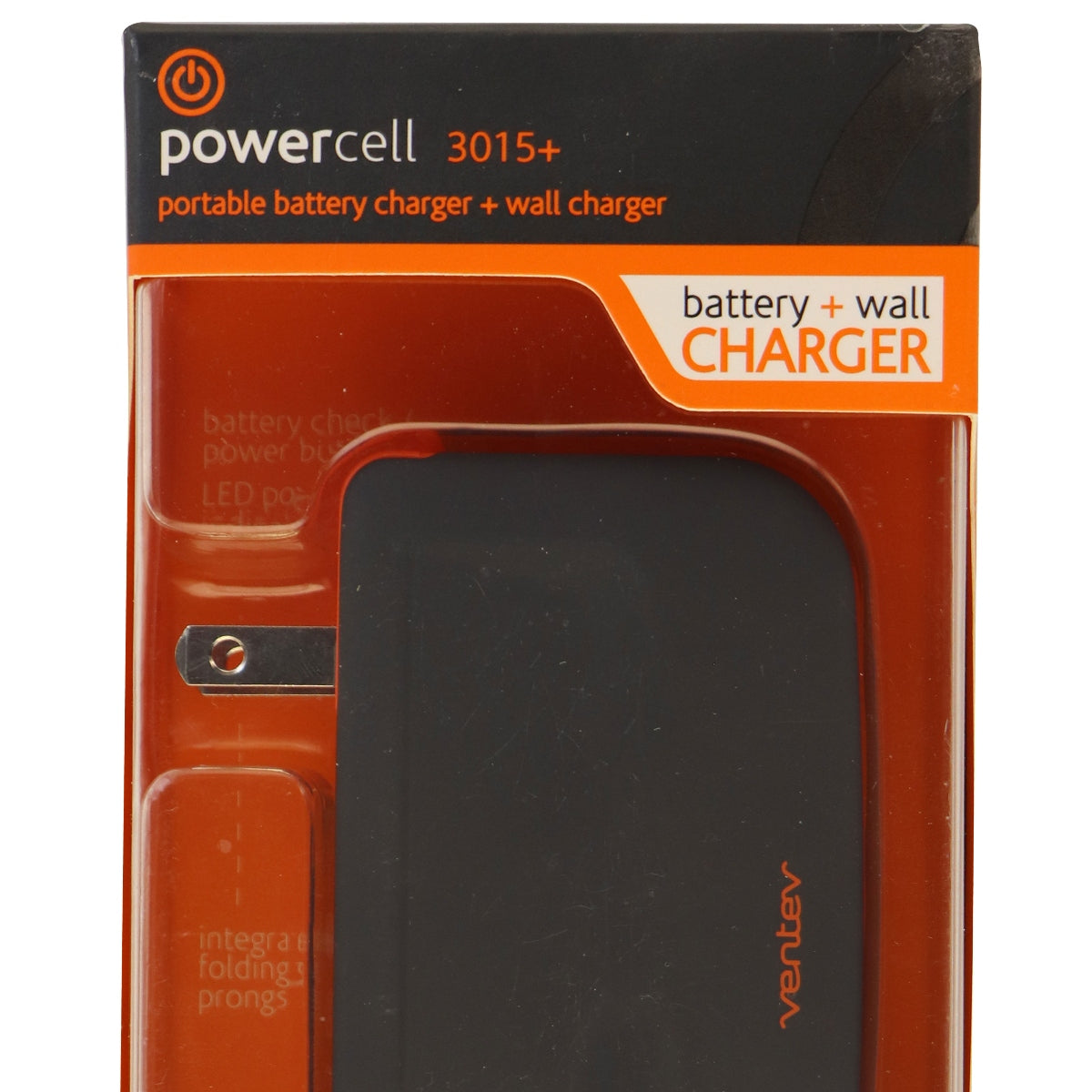 Ventev Powercell (3015+) 3000mAh Portable Battery & Wall Charger Device - Gray Cell Phone - Chargers & Cradles Ventev    - Simple Cell Bulk Wholesale Pricing - USA Seller