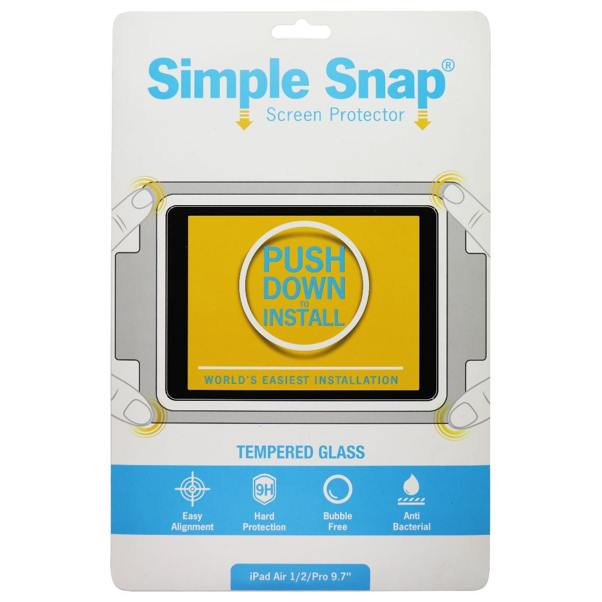 Simple Snap Tempered Glass Screen Protector for Apple iPad Air 1 & 2 Cell Phone - Screen Protectors Simple Snap    - Simple Cell Bulk Wholesale Pricing - USA Seller