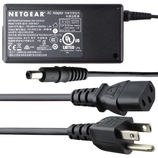 NetGear (12V/5A) AC Adaptor Wall Charger Power Supply - Black (AD8180LF) Multipurpose Batteries & Power - Multipurpose AC to DC Adapters Netgear    - Simple Cell Bulk Wholesale Pricing - USA Seller