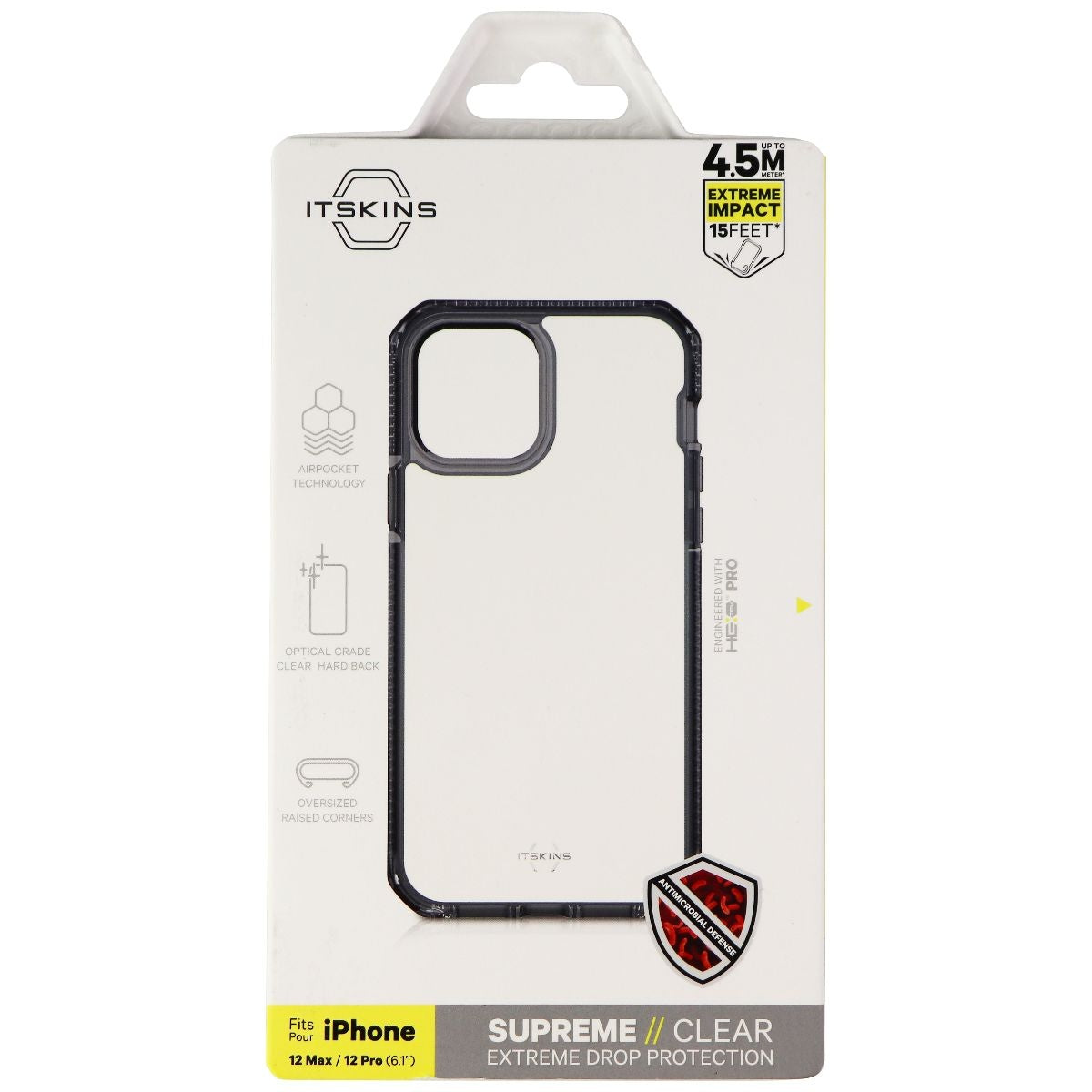 ITSKINS Supreme Clear Series Case for Apple iPhone 12 / 12 Pro - Clear/Smoke Cell Phone - Cases, Covers & Skins ITSKINS    - Simple Cell Bulk Wholesale Pricing - USA Seller