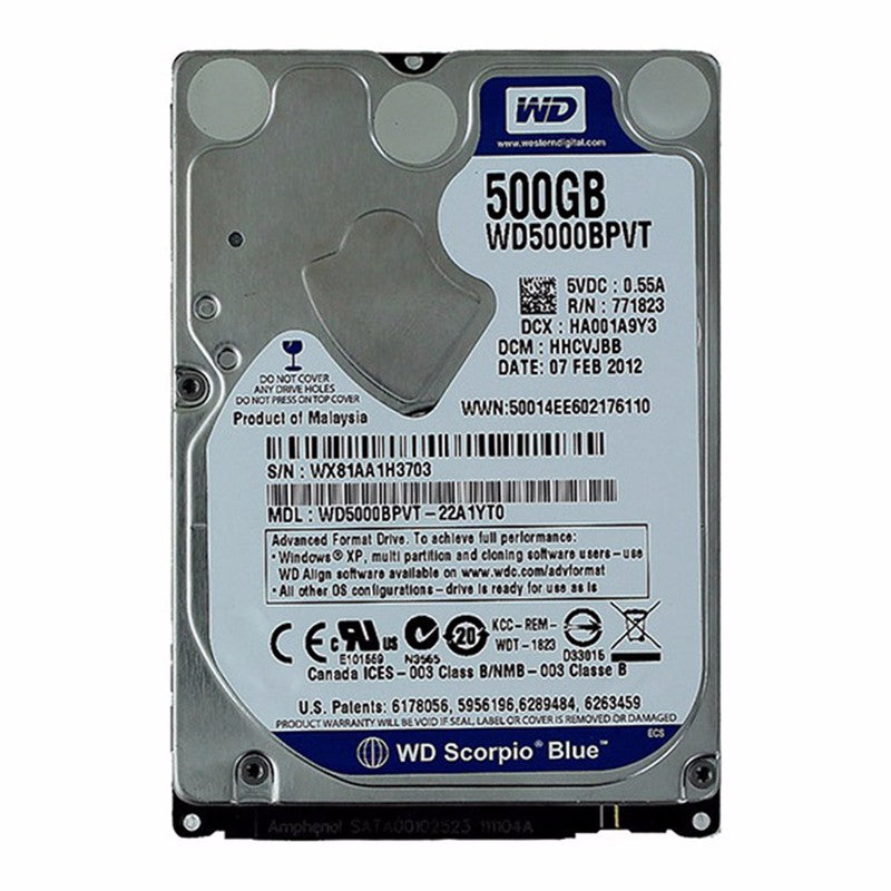 WD Blue Notebook 500GB SATA 3.0 Gb/s 2.5-Inch Internal Notebook Hard Drive Digital Storage - Internal Hard Disk Drives, HDD Western Digital    - Simple Cell Bulk Wholesale Pricing - USA Seller