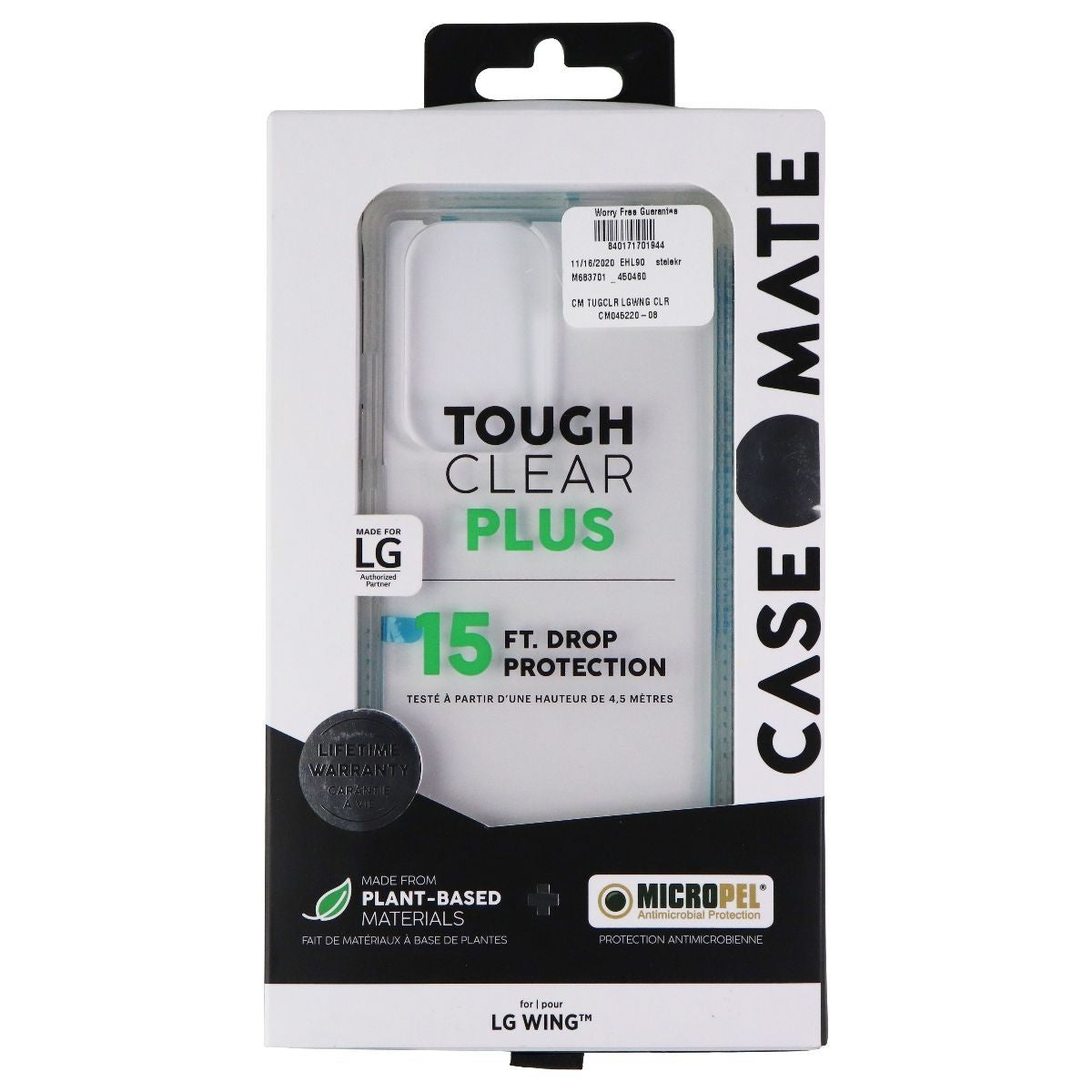 Case-Mate Tough Clear Plus Case for LG Wing 5G- Clear / Frost Cell Phone - Cases, Covers & Skins Case-Mate    - Simple Cell Bulk Wholesale Pricing - USA Seller