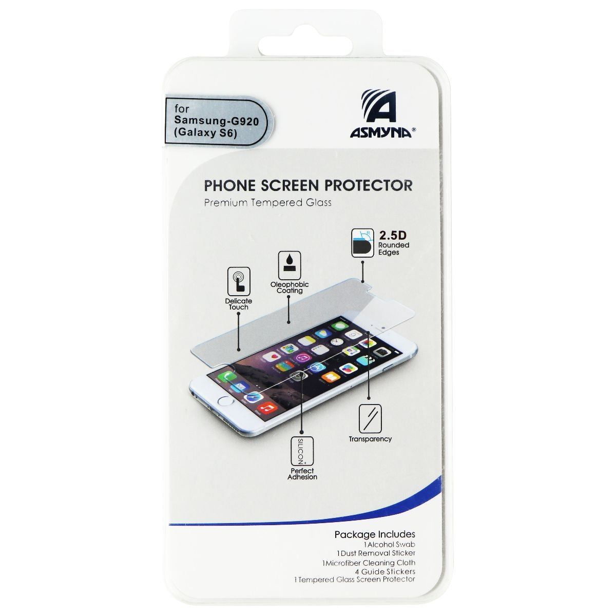 Asmyna Tempered Glass Screen Protector for Samsung Galaxy S6 - Clear Cell Phone - Screen Protectors Asmyna    - Simple Cell Bulk Wholesale Pricing - USA Seller