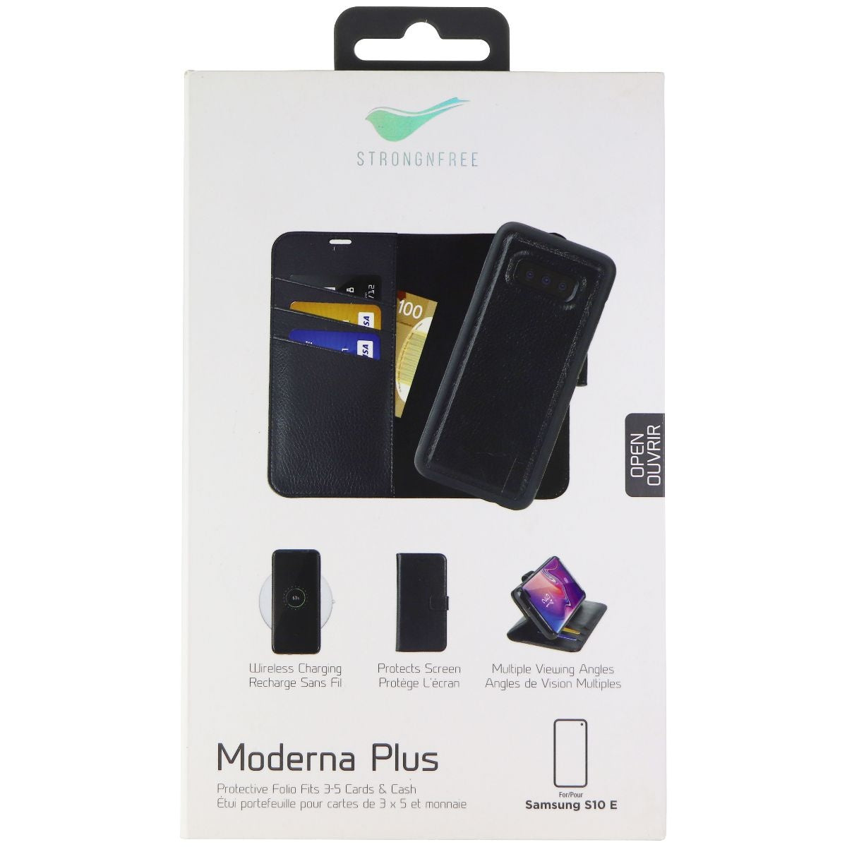 StrongNFree Moderna Plus Series Wallet Case for Samsung S10e - Black Cell Phone - Cases, Covers & Skins StrongNFree    - Simple Cell Bulk Wholesale Pricing - USA Seller