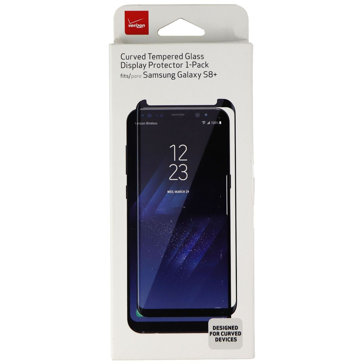 Verizon Curved Tempered Glass Screen Protector for Galaxy (S8+) - Clear/Black Cell Phone - Screen Protectors Verizon    - Simple Cell Bulk Wholesale Pricing - USA Seller