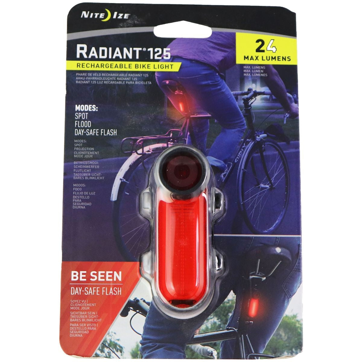 NITE IZE Radiant 125 Rechargeable Bike Light - Red Bicycle Accessories - Lights & Reflectors Nite Ize    - Simple Cell Bulk Wholesale Pricing - USA Seller