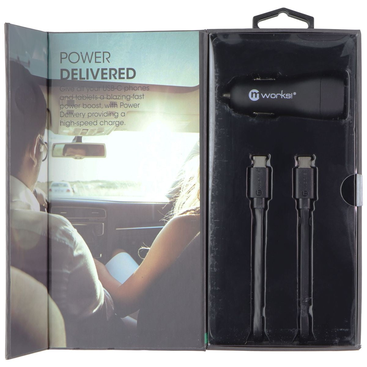 mWorks! mPOWER! Single Port USB-C Car Charger with USB-C to USB-C Cable - Black Cell Phone - Cables & Adapters mWorks!    - Simple Cell Bulk Wholesale Pricing - USA Seller